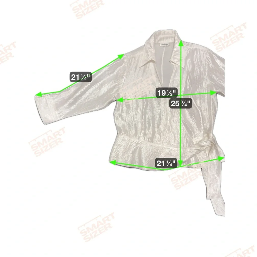 Coldwater Creek Textured Cream Wrap Blouse. PTP 19 - Picture 6 of 6